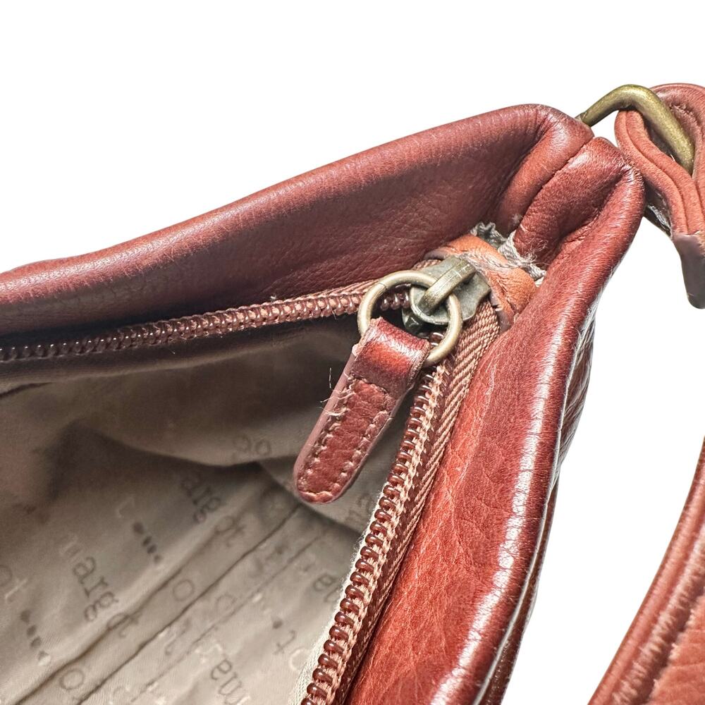 Margot New York | Women | Soft Leather Mahogany Brown Crossbody Purse - Picture 9 of 12